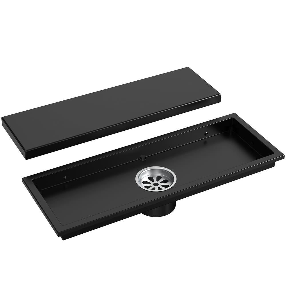 12-inch Linear Shower Drain With Solid Cover in Stainless Steel
