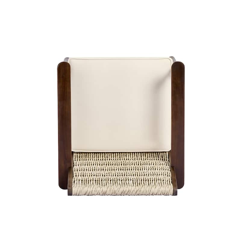 Christopher Knight Home - Outdoor Acacia Wood Dining Arm Chair with Wicker Back and Waterproof Cushions