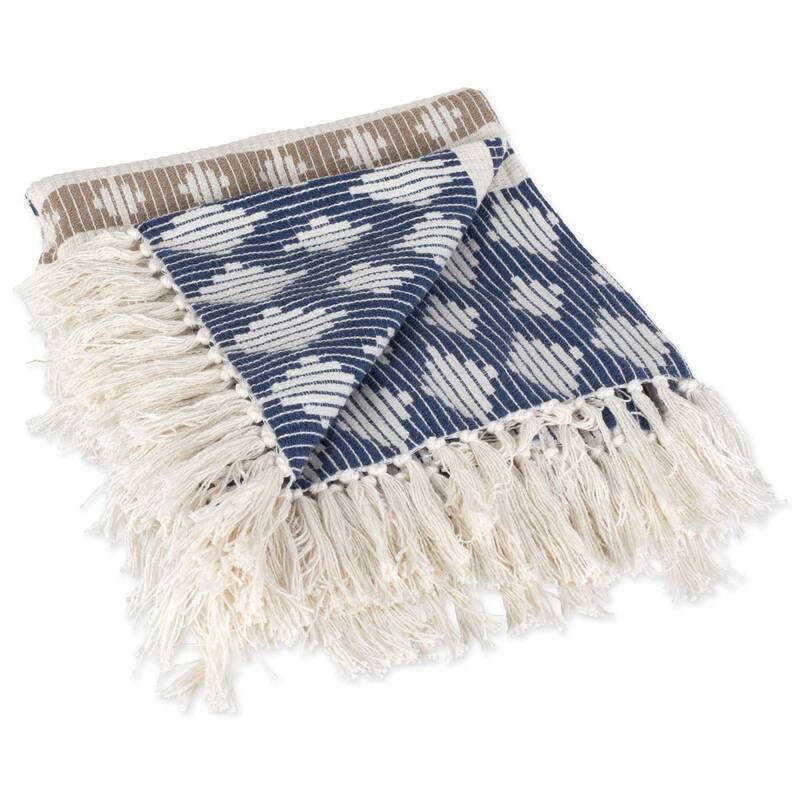 DII Slub Stripe Decorative Throw - French Blue & Stone Southwest