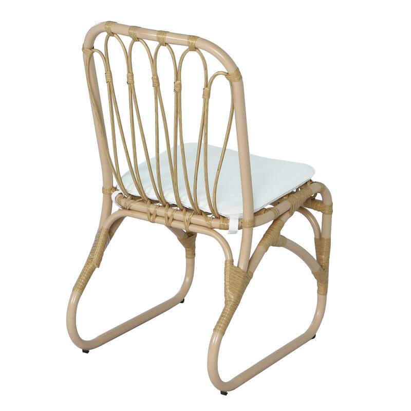 Roomfitters Set of 2 Hand-Woven PE Wicker Petal Chairs, Heavy-Duty 400lb Capacity with Washable Cushions