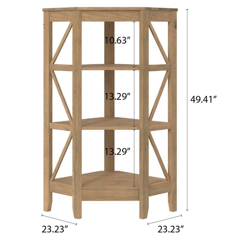 Wood Corner Bookcase 3 Shelf Corona