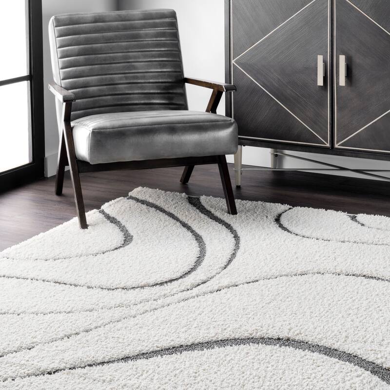 Brooklyn Rug Co Krista Contemporary Swirls Shag Area Rug