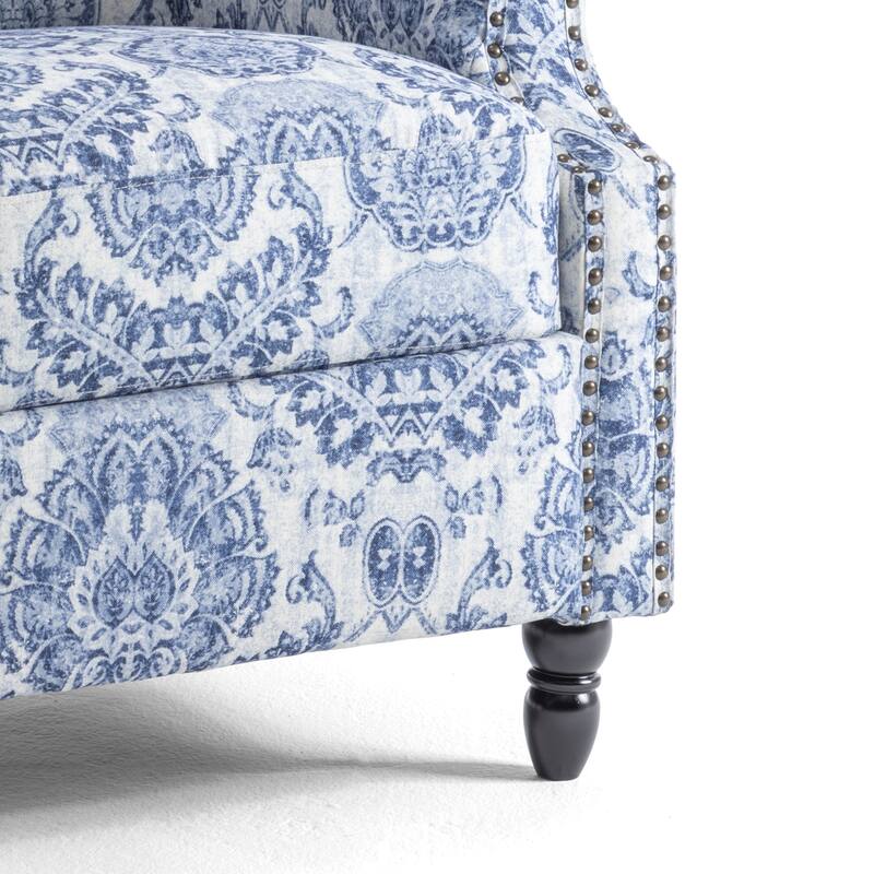 Floral Linen Manual Recliner Chair with Footrest set of 2