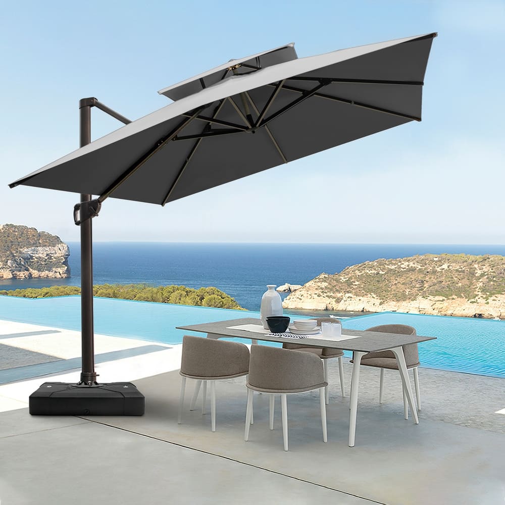 Pellebant 10 ft Double Top Patio Cantilever Umbrella with Base