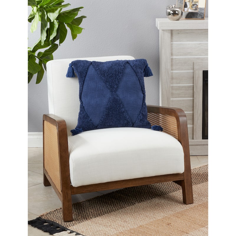 Tufted Diamond Pillow With Tassels