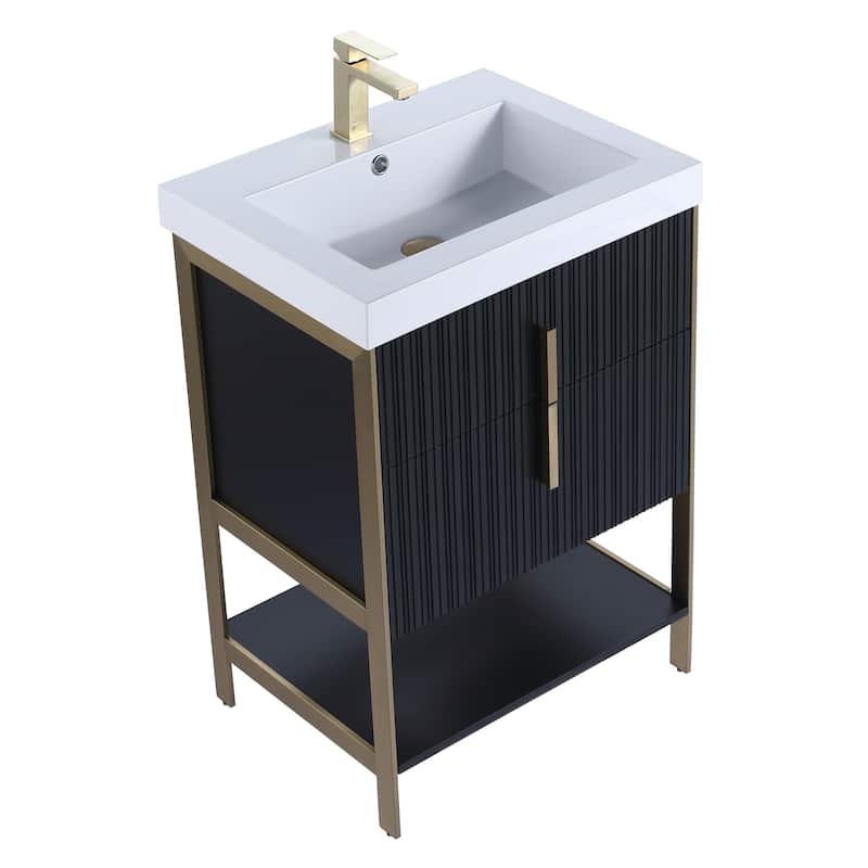 Fine Fixtures Serenity Modern Bathroom Vanity with White Gel Acrylic Top