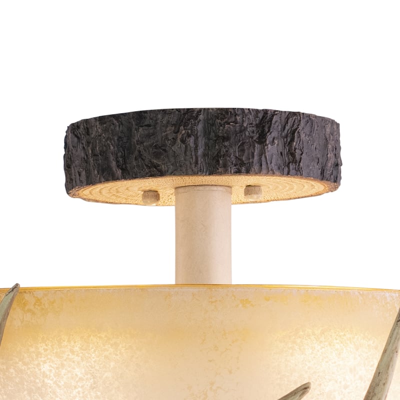 Ceiling Light - Cream Flush Mount Bowl Light - Ranch Style Fixture - 16 Inch Wide - 12.75