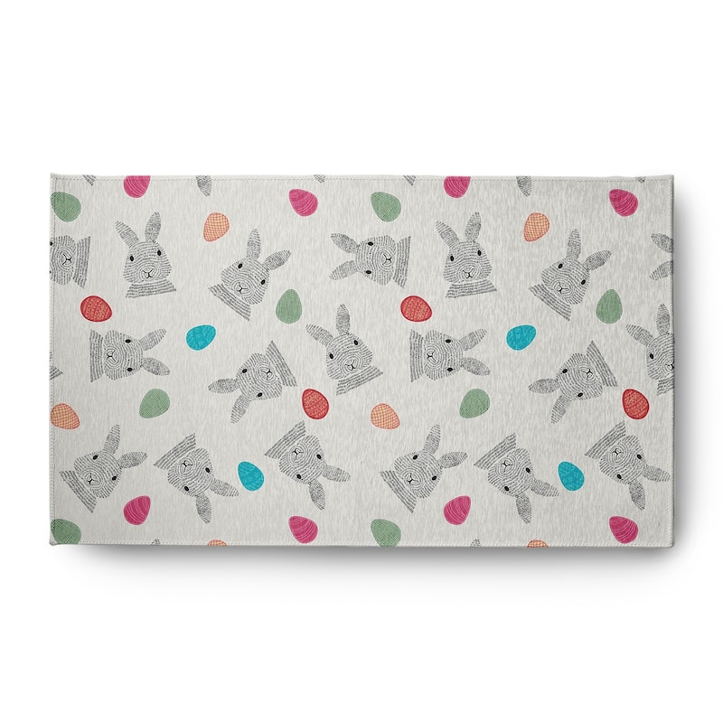 Bunnies and Eggs Easter Chenille Rug - Whisper White - 3' x 5'