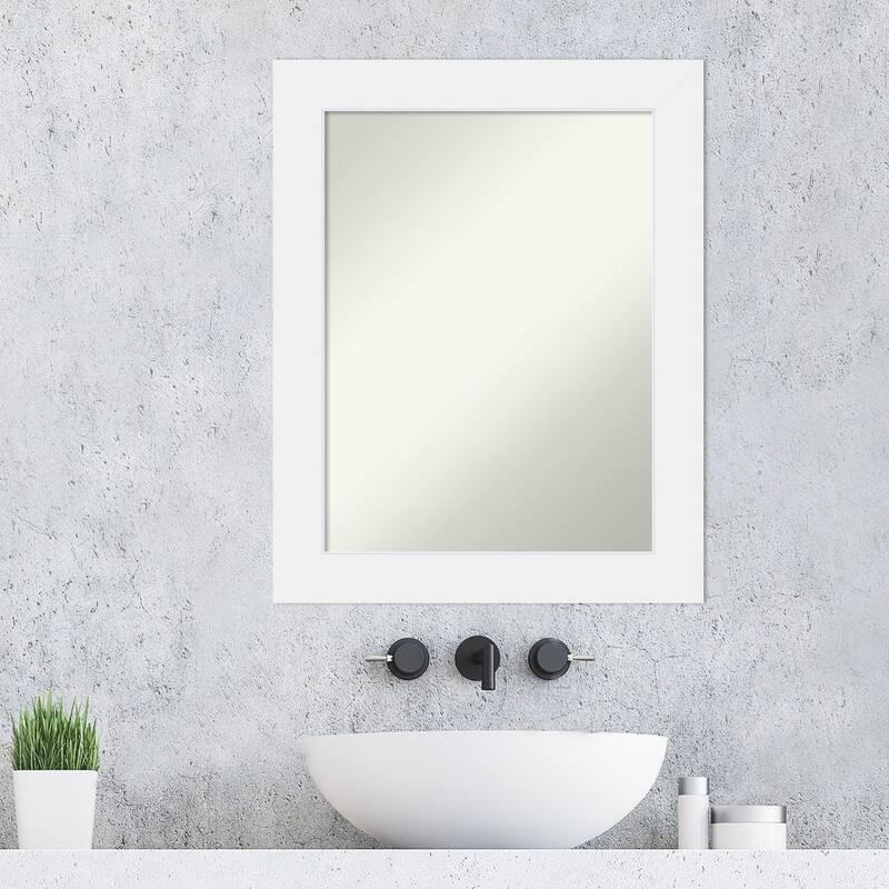 Non-Beveled Wood Bathroom Wall Mirror - Corvino White Frame