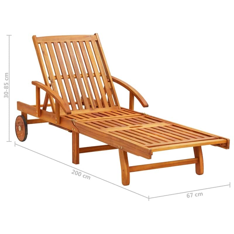 vidaXL Patio Lounge Chair Sunbed Sunlounger with Cushion Solid Acacia Wood
