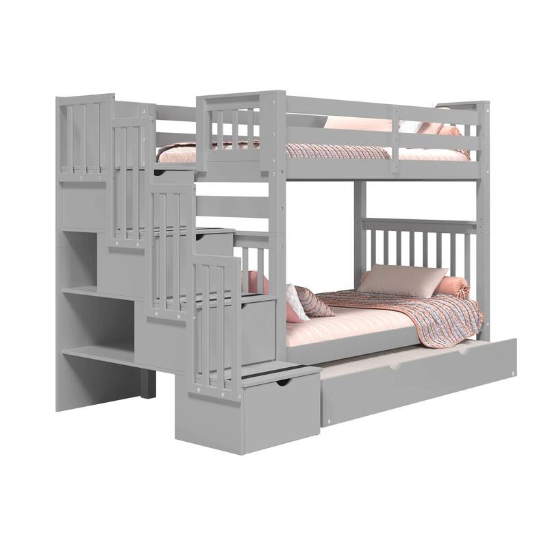 Taylor & Olive Trillium Tall Twin over Twin Stairway Bunk Bed, Trundle