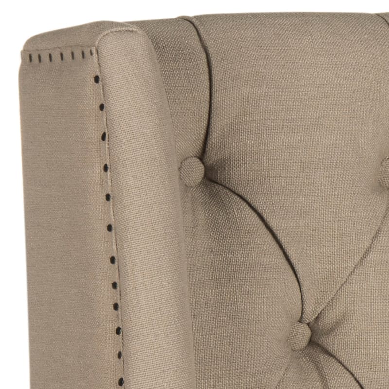 SAFAVIEH Shandra Taupe Linen Upholstered Tufted Wingback Headboard (Full)