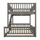 preview thumbnail 8 of 15, Solid Pine Wood Full XL Over Queen Bunk Bed with Ladder & Guardrails