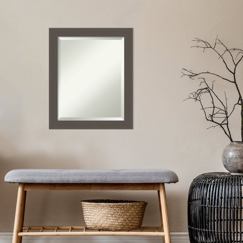 Beveled Wall Mirror - Brushed Nickel Frame