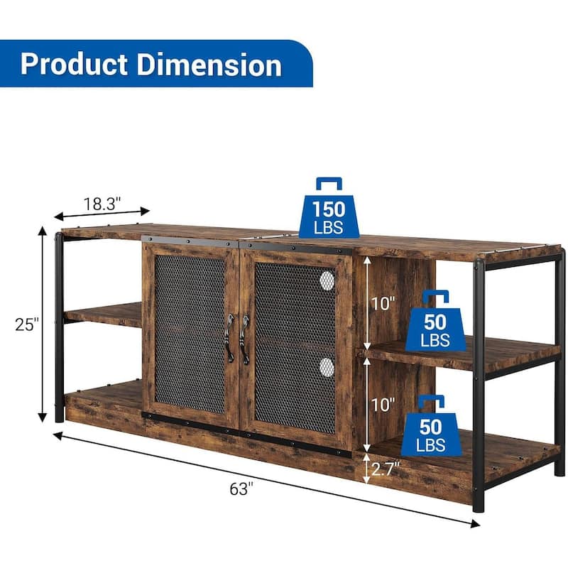 2 Tier Rustic TV Console TV Stand Entermainment Center for Living Room, Bedroom 70 Inch TV - N/A