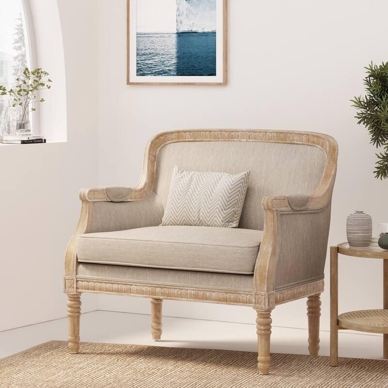 Modern 35" Upholstered Club Chair with Rubber Wood Frame for Living Room