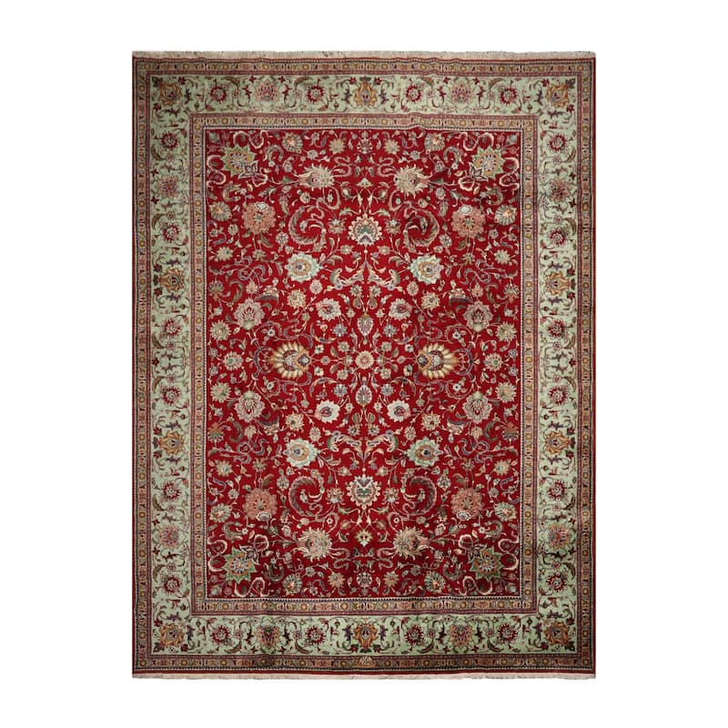 Hand Knotted Tabriz Red Persian Wool Traditional Oriental Area Rug - 11' x 15'