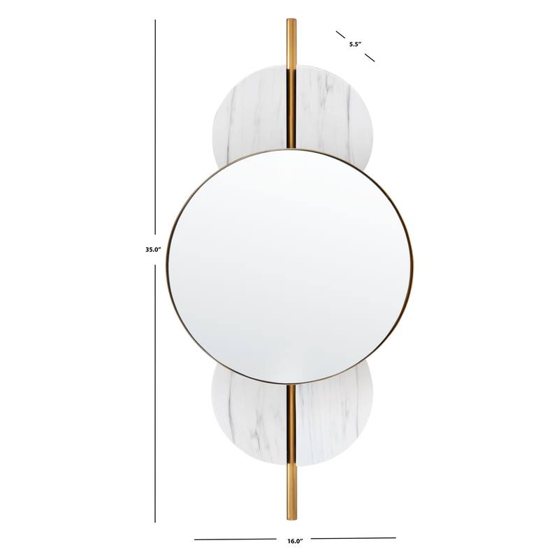 SAFAVIEH Lavelle Modern Art Deco 16-inch Wall Mirror - 16"W x 6"D x 35"H - White/Gold