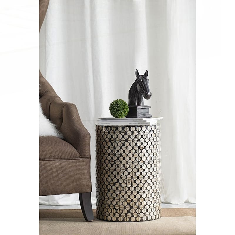 Cylindrical Garden Capiz Stool - Black Gold