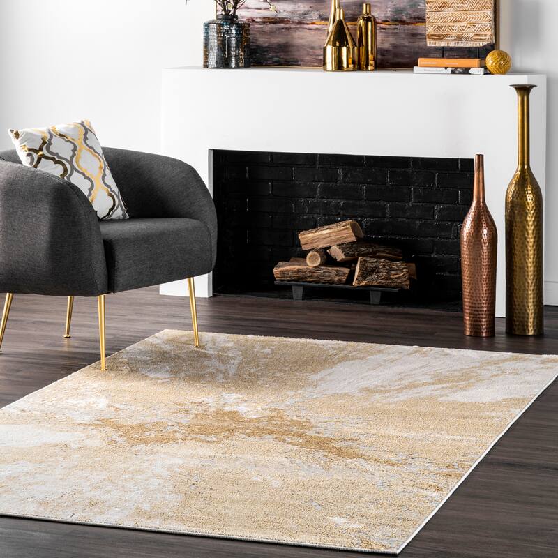 Nuloom Violet Abstract Area Rug - 5' Round - Gold