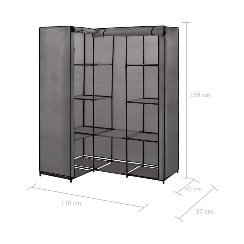 vidaXL Closet Corner Wardrobe Bedroom Closet Freestanding Clothing Rack Rail - 51.2" x 34.3" x 66.5"