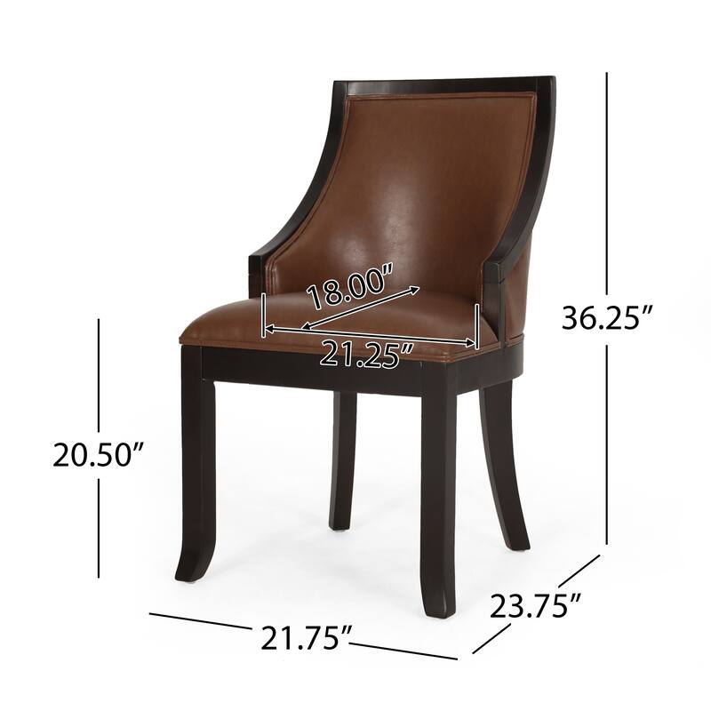 Set of 2 Faux Leather Upholstered Dining Chairs with Wood Legs