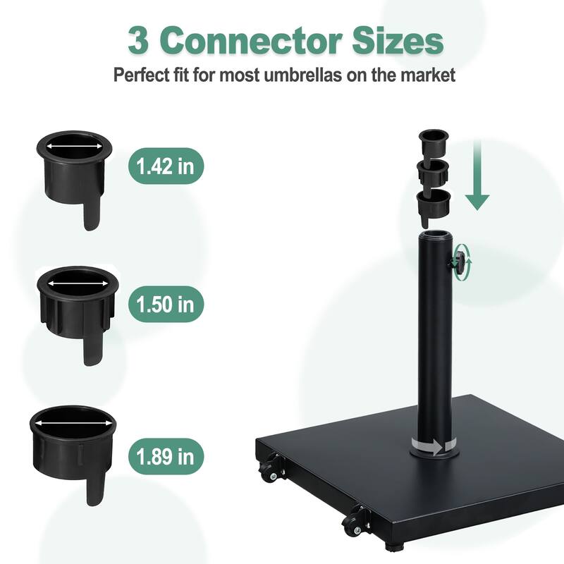 Aoodor 40 LBS Concrete Umbrella Base Square Stand with Wheel - N/A