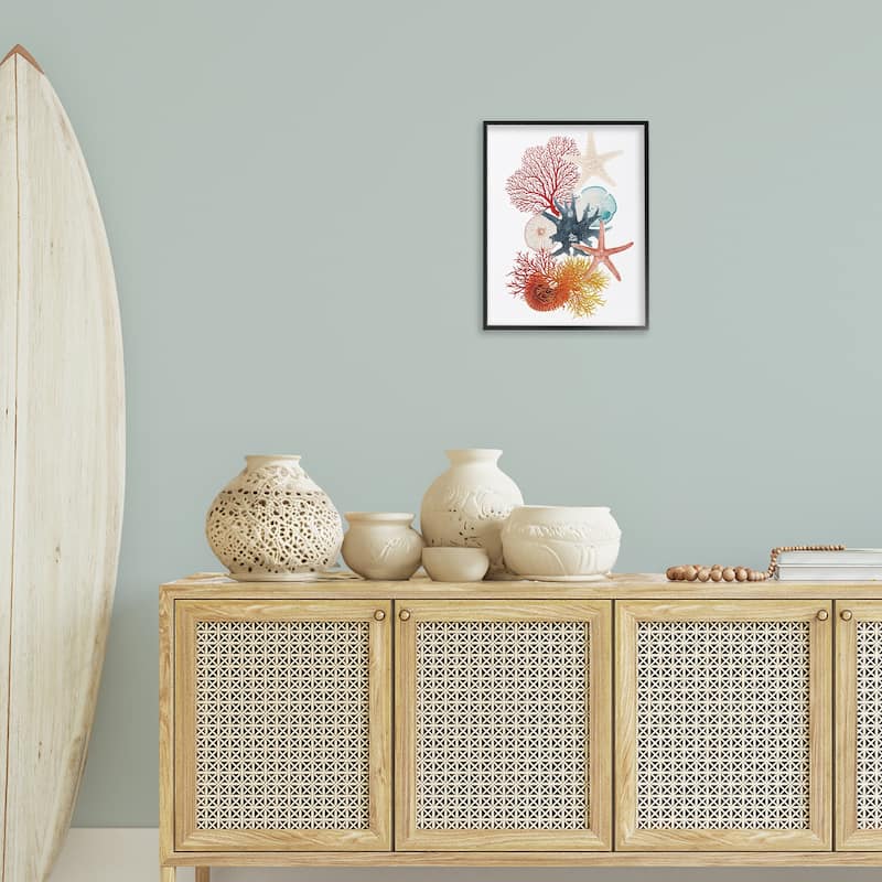 Stupell Coral & Undersea Creatures Framed Giclee Art Design By Ramona Murdock