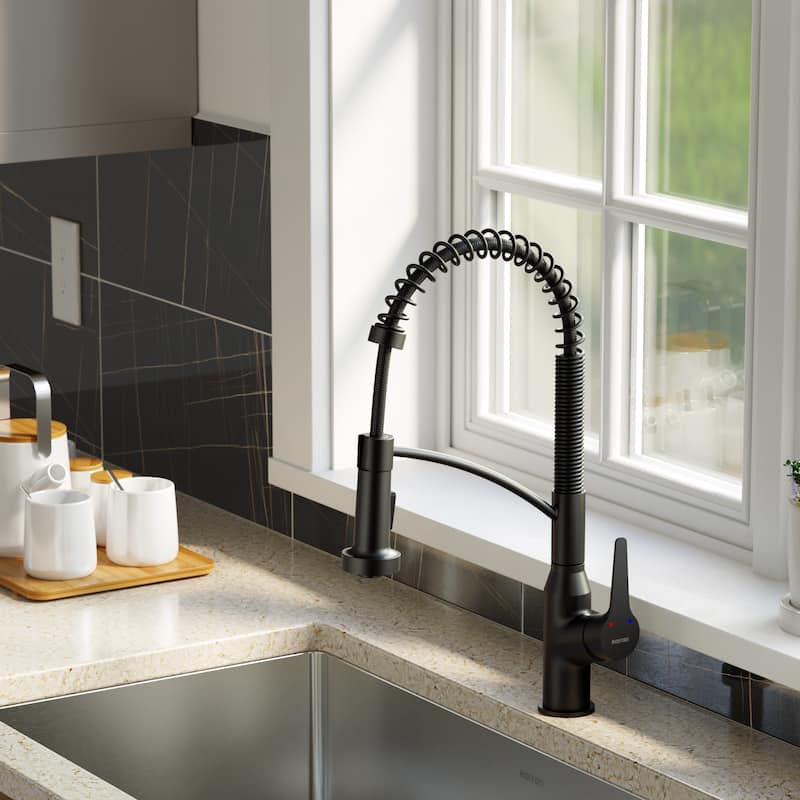 Karran Scottsdale Single-Handle Pull-Down Sprayer Kitchen Faucet with Matching Soap Dispenser