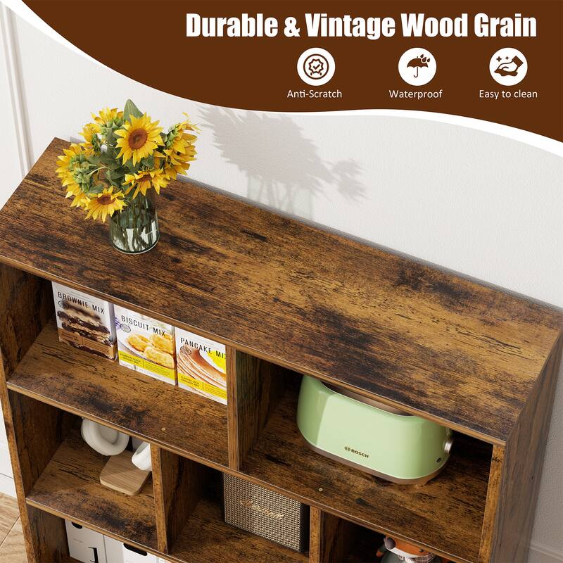 7 Cube Bookshelf, 3 Tier Storage Bookcase with Legs