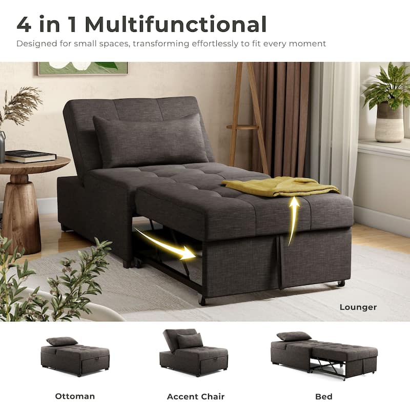 Jave Contemporary Fabric Convertible Tufted Futon Chair by Furniture of America
