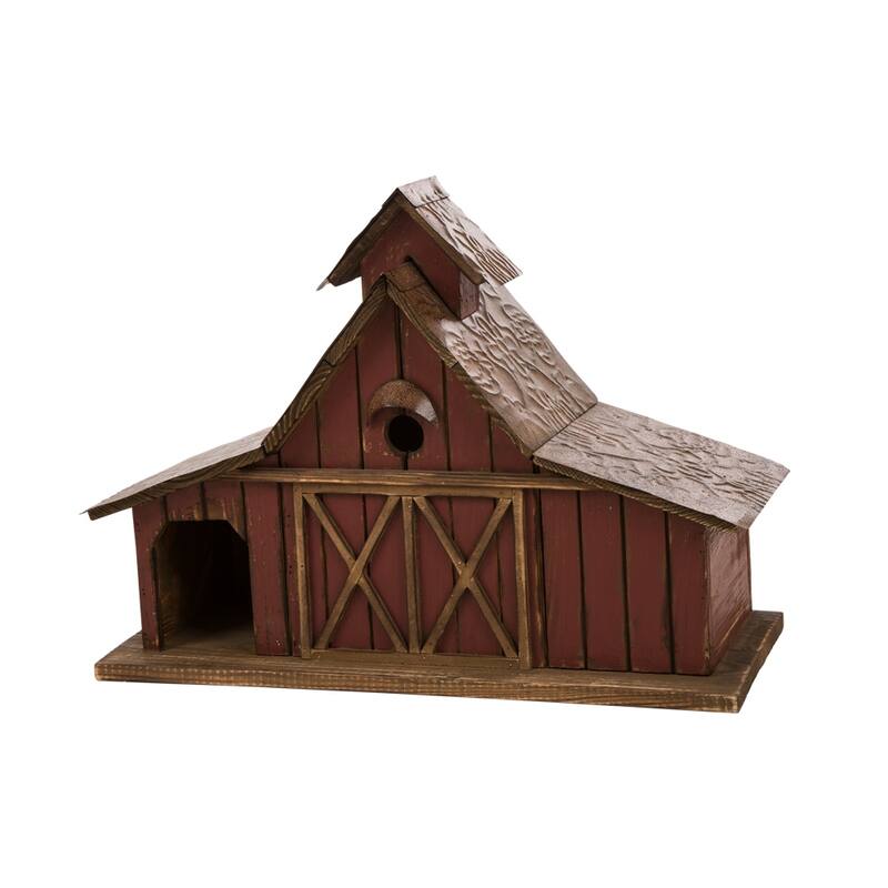 Glitzhome 20.75"W Extra-Large Farmhouse Rustic Wood Barn Birdhouse - 20.75" W x 14.96" H x 8.27" D