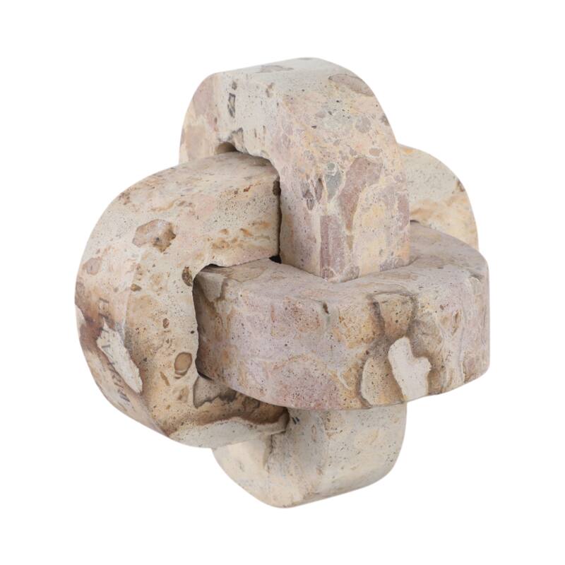Stone Marble Decorative Object Interlocking Sculptural Form Accent