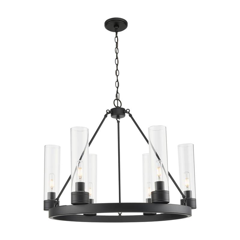 Innovations Lighting Downtown Urban - Boreas - 6 Light 29" Chandelier with 11" Shades - Clear/Matte Black