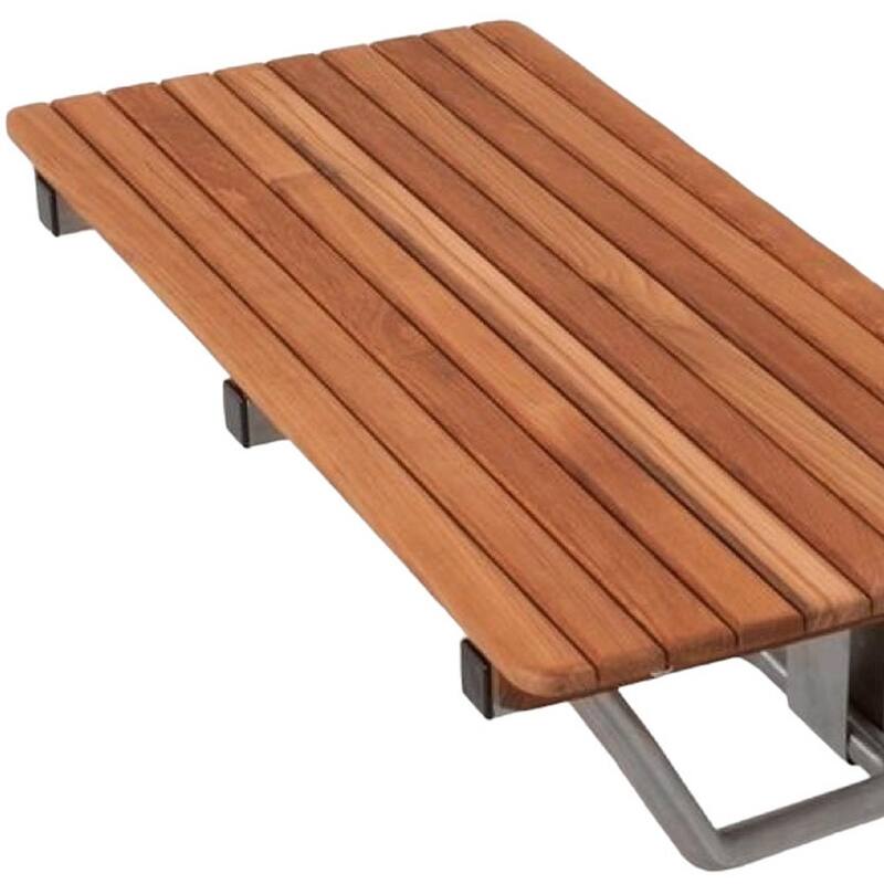 HomeRoots 28" Brown Premium Wall Mount Teak Shower Bench