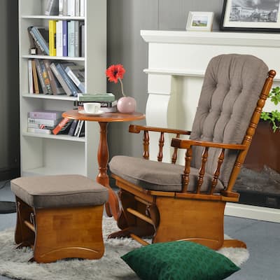 Anti-pinching glider chair with ottoman