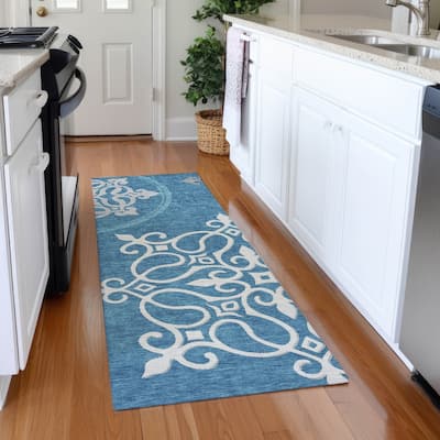 Premium Washable Super Soft Transitional Scroll Mayfield Rug