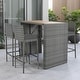 preview thumbnail 1 of 13, 5-Piece Outdoor Wicker Counter Height Dining Set with Removable Cushion and Acacia Wood Table Top Gray