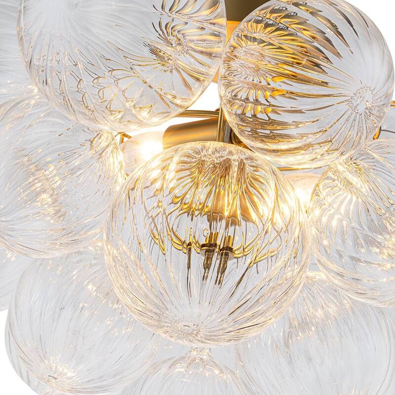 Glam 2-Light Striped Glass Cluster Bubble Living Room Flush Mount - 19.7 in