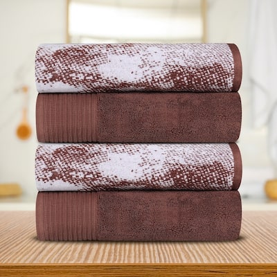 Superior Marble Solid Cotton Jacquard Border Bath Towels (Set of 4)