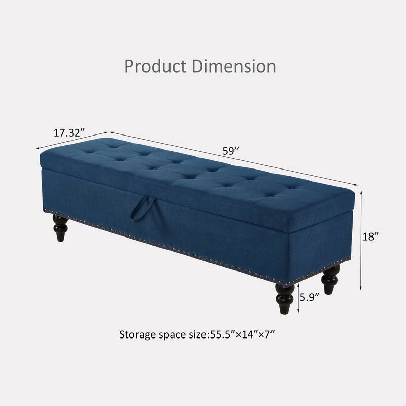 59" Bed Bench with Storage