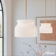 preview thumbnail 1 of 7, Hunter + Jasmine Roth Harlowe Modern Luxe Gold 1-Light 14" Pendant White Milk Glass - Transitional, Glam Luxe Gold