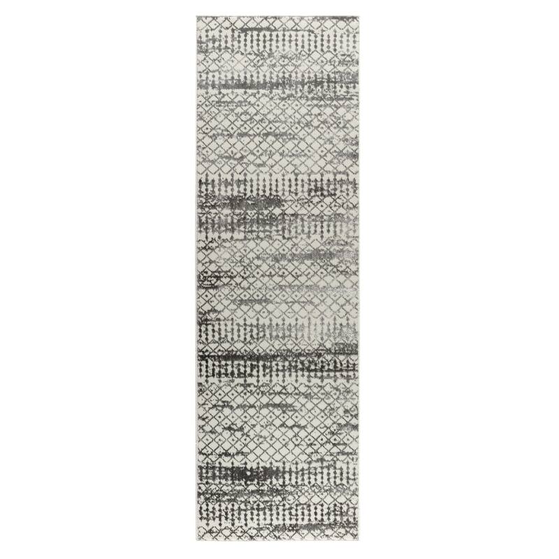 Maz Collection Abstract Geometric Area Rug - 2'7" x 8' - Cream/Grey