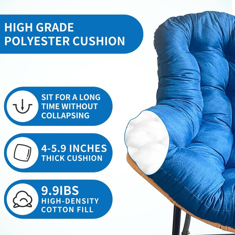 Outdoor Rocking Chair, Patio Egg Rocking Chair, Rattan Wicker Lounge Chair, for Bedroom, Living Room, Porch, Garden