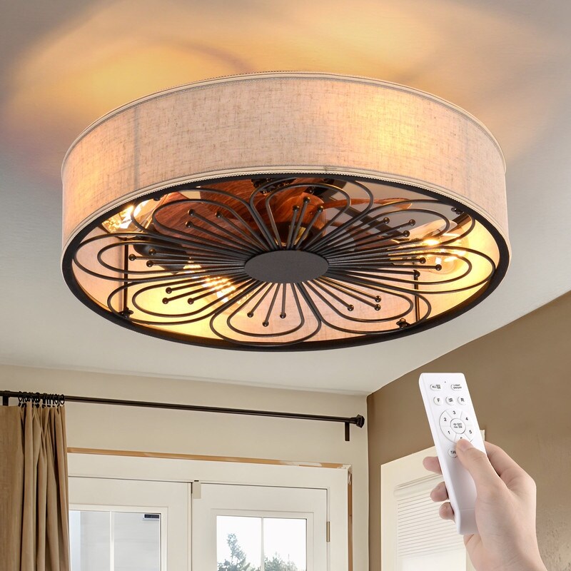 TOZING 19.7'' Fabric Industrial Caged Ceiling Fan - Bed Bath & Beyond ...