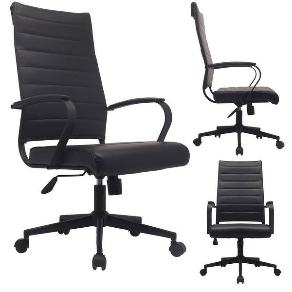 Modern Ergonomic Office Chair Mid Back, PU Leather, Arms, Tilt