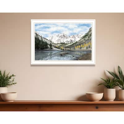 HomeRoots Snowy Mountain Landscape White Framed Wall Art