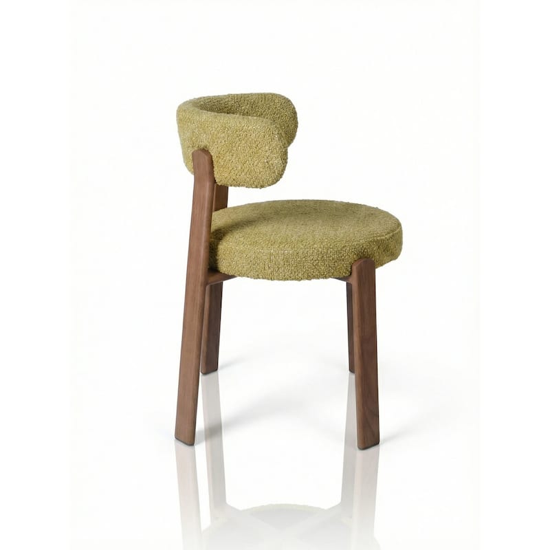 Upholstered Curved Back Wood-look Metal Frame 2pc Dining Chairs - N/A