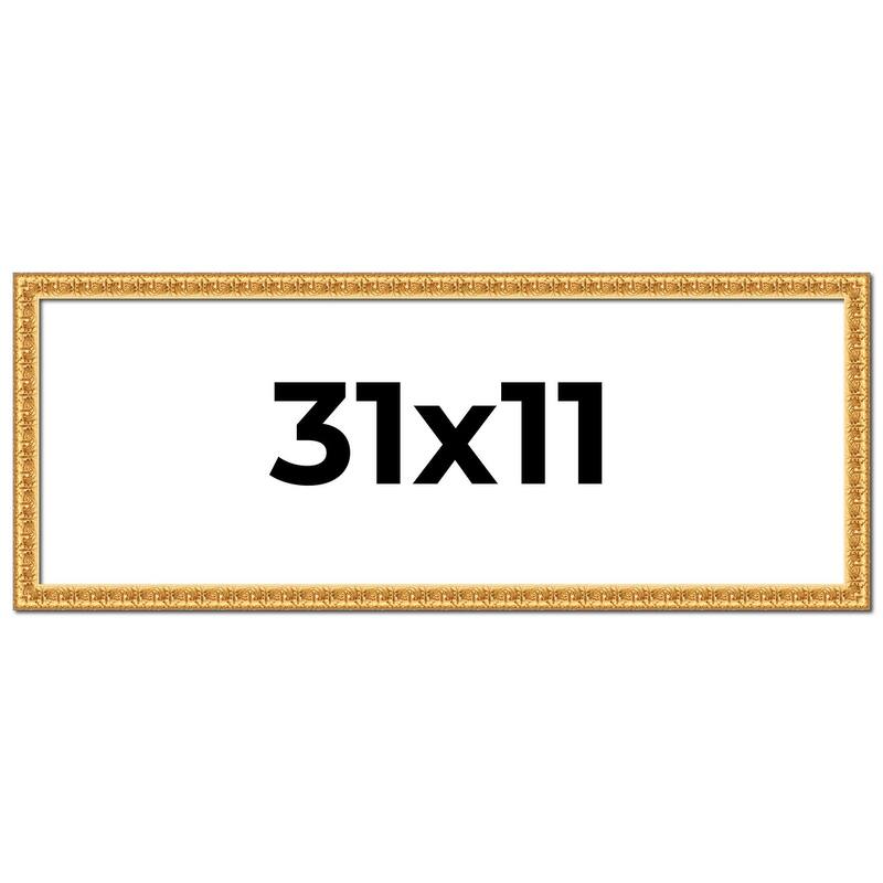 31x11 Frame Gold Real Wood Picture Frame Width 1 inches | Interior