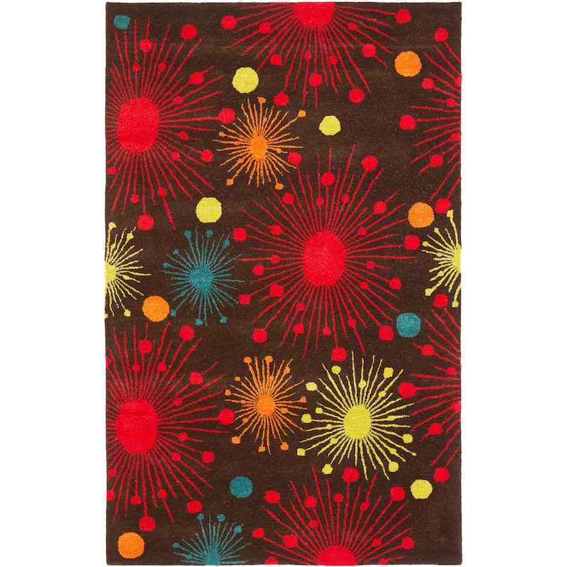 SAFAVIEH Handmade Soho Cristen Cosmos N.Z. Wool Rug - 5' x 8' - Brown/Multi